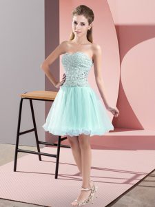 Apple Green Sleeveless Beading Mini Length Homecoming Dress