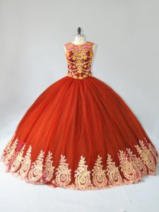 Flare Rust Red Sweet 16 Dress Sweet 16 and Quinceanera with Appliques Scoop Sleeveless Lace Up