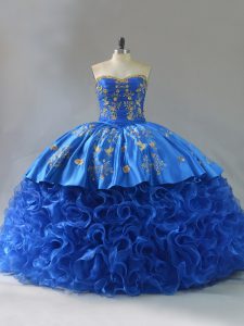 Exceptional Lace Up Quinceanera Dress Royal Blue for Sweet 16 and Quinceanera with Embroidery and Ruffles