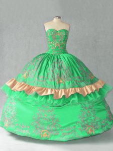 Green Sleeveless Organza Lace Up Sweet 16 Dresses for Sweet 16 and Quinceanera