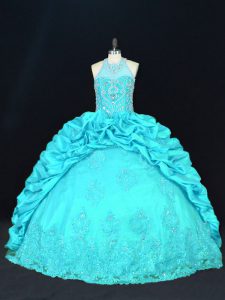 New Arrival Taffeta Sleeveless Floor Length Quinceanera Gowns and Beading and Appliques and Embroidery and Pick Ups