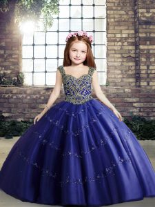 Attractive Sleeveless Beading Lace Up Little Girl Pageant Gowns