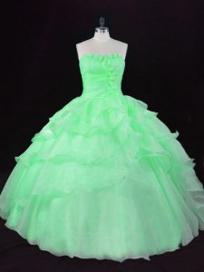 Low Price Ball Gowns Quinceanera Gown Sweetheart Organza Sleeveless Floor Length Lace Up