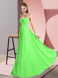 Free and Easy Sleeveless Floor Length Ruching Lace Up Dress for Prom with