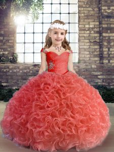 Straps Sleeveless Lace Up Pageant Dress Wholesale Red Fabric With Rolling Flowers