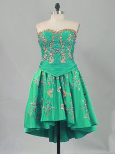 Delicate Turquoise Sweetheart Neckline Embroidery Homecoming Dress Sleeveless Lace Up