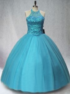 Fancy Tulle Sleeveless Floor Length Quince Ball Gowns and Beading