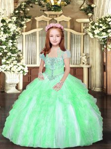 Straps Sleeveless Lace Up Winning Pageant Gowns Tulle