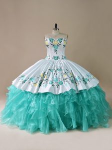Glorious Sleeveless Embroidery and Ruffles Lace Up Vestidos de Quinceanera