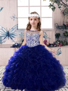 Cute Sleeveless Beading and Ruffles Lace Up Child Pageant Dress