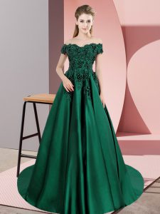 Stylish Green Zipper Quinceanera Dress Lace Sleeveless Court Train