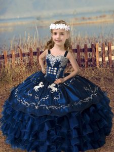 Discount Organza Sleeveless Floor Length Little Girl Pageant Gowns and Embroidery and Ruffled Layers