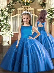 On Sale Sleeveless Beading Lace Up Kids Pageant Dress