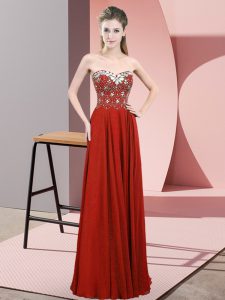 Colorful Rust Red Sweetheart Zipper Beading Prom Dresses Sleeveless