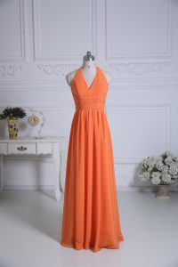 Orange Sleeveless Chiffon Zipper Dama Dress for Wedding Party