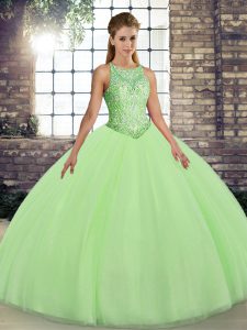 Embroidery Sweet 16 Dress Lace Up Sleeveless Floor Length