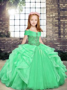 Straps Lace Up Beading and Ruffles Kids Formal Wear Sleeveless