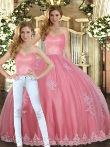 High Quality Floor Length Watermelon Red Quinceanera Dress Sweetheart Sleeveless Lace Up