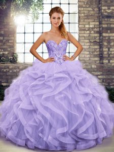Classical Floor Length Ball Gowns Sleeveless Lavender Vestidos de Quinceanera Lace Up