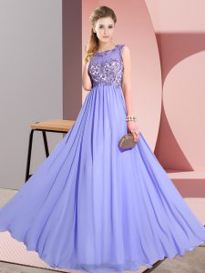 Lavender Bridesmaid Dresses Wedding Party with Beading and Appliques Scoop Sleeveless Backless
