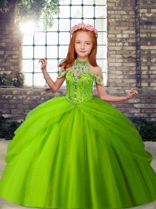 Lovely Sleeveless Beading Lace Up Kids Pageant Dress