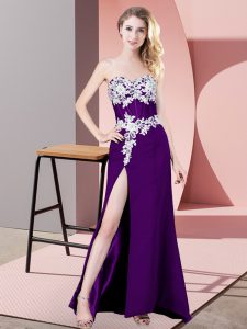 Noble Column/Sheath Red Carpet Prom Dress Purple Sweetheart Chiffon Sleeveless Floor Length Zipper