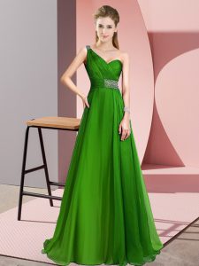 Simple Green Empire Beading Homecoming Dress Criss Cross Chiffon Sleeveless