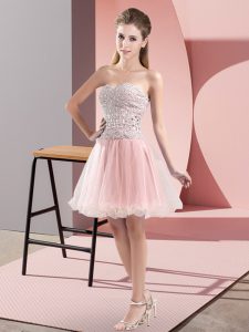 Decent Sweetheart Sleeveless Zipper Prom Party Dress Pink Tulle