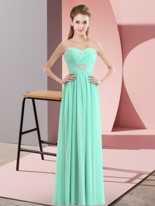 Apple Green Chiffon Zipper Homecoming Dress Online Sleeveless Floor Length Beading