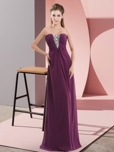 Fancy Floor Length Empire Sleeveless Dark Purple Prom Dresses Zipper