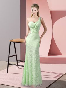 Sleeveless Lace Floor Length Criss Cross Prom Party Dress in with Beading and Lace