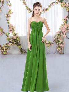 Ruching Dama Dress for Quinceanera Green Zipper Sleeveless Floor Length