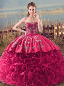 Lace Up Vestidos de Quinceanera Coral Red for Military Ball and Sweet 16 with Embroidery and Ruffles