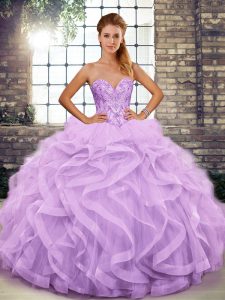 Spectacular Sleeveless Beading and Ruffles Lace Up 15 Quinceanera Dress