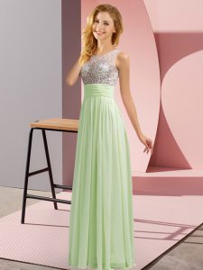 Deluxe Yellow Green Dama Dress for Quinceanera Wedding Party with Beading Scoop Sleeveless Side Zipper