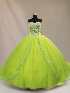 Sleeveless Court Train Beading Lace Up Quinceanera Dresses