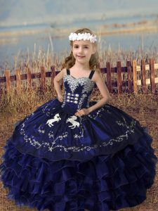 Purple Sleeveless Organza Lace Up Little Girls Pageant Dress Wholesale for Wedding Party