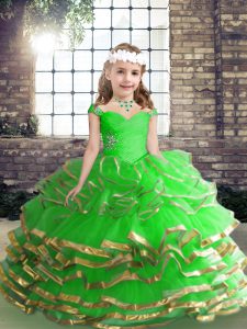 High End Lace Up Straps Beading and Ruching Little Girls Pageant Dress Wholesale Tulle Sleeveless