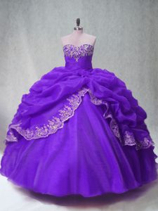 New Style Organza Sleeveless Floor Length Sweet 16 Dresses and Beading and Appliques and Pick Ups