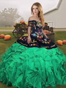 Floor Length Ball Gowns Sleeveless Green Quinceanera Dresses Lace Up