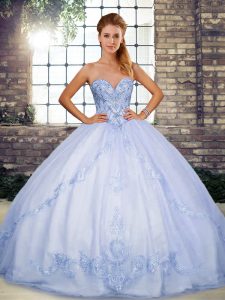 Lavender Lace Up Sweet 16 Quinceanera Dress Beading and Embroidery Sleeveless Floor Length