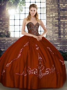 Floor Length Brown Sweet 16 Quinceanera Dress Sweetheart Sleeveless Lace Up