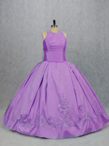 Lilac Scoop Zipper Embroidery 15 Quinceanera Dress Sleeveless