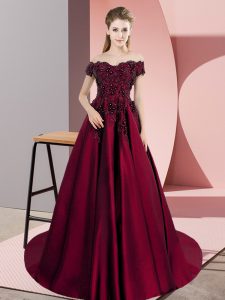 Wine Red Sleeveless Appliques Zipper Quince Ball Gowns