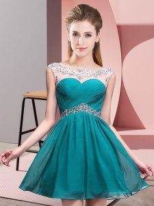 Dramatic Teal Sleeveless Chiffon Backless Homecoming Dress for Prom and Party and Military Ball
