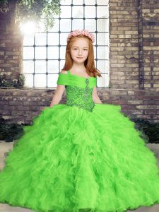 Perfect Lace Up Winning Pageant Gowns Beading and Ruffles Sleeveless Floor Length