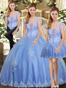 Attractive Sleeveless Lace Up Floor Length Beading and Appliques Quinceanera Dress