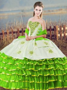 Quince Ball Gowns Sweet 16 and Quinceanera with Beading and Ruffled Layers Sweetheart Sleeveless Lace Up