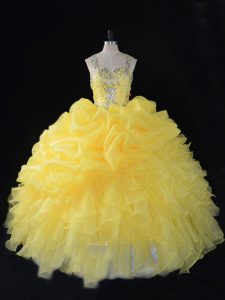 Exceptional Sleeveless Zipper Floor Length Beading and Ruffles and Pick Ups Quinceanera Gown