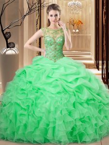 Floor Length Lace Up Sweet 16 Dresses for Sweet 16 and Quinceanera with Beading and Ruffles and Pick Ups